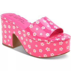 Wild Pair Womens Melborne Slip On Chunky Platform Sandals Pink Daisy Size 7M NWB